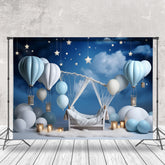Lofaris Hot Air Balloons Night Birthday Cake Smash Backdrop